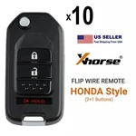 10X Xhorse XKHO02EN For Honda Style Flip 2+1 Buttons Universal Wired Remote Key. Fixed Price $38.95.