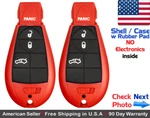 2X New Replacement Keyless Remote Case For Chrysler Dodge - Red Shell Only. Fixed Price $22.95.