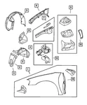 Genuine Mopar Fender Shield Left 5056006AC. Fixed Price $49.59.