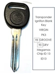 New For Pontiac Car Ignition PK3 Transponder Chipped Blank Logo Key ID13 93. Fixed Price $12.98.