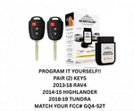Pair Diy Programming 2013-2018 Toyota RAV4 Keyless Remote GQ4-52T "h" Chip. Fixed Price $108.42.