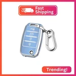 Qbuc For Kia Fob Cover With Keychain Chrome Silver Trim Soft Tpu Protection. Fixed Price $18.01.