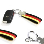 Euro Germany Flag Stripe Nylon Band W/ Inner Leather Fob Keychain Ring. Fixed Price $11.09.