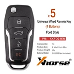 5 Xhorse Universal Wired Remote Ford Style Condor Flip 4 Buttons XKFO21EN. Fixed Price $38.55.