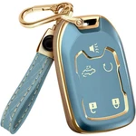 Lucrum Compatible With Chevy & Gmc Fob Cover Leather Keychain, 5 Blue. Fixed Price $23.55.
