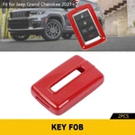 Red Key Fob Cover Case Shell Skin Decoration Trim For Jeep Grand Cherokee 2021+. Fixed Price $15.91.