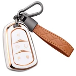 Cacacar For Cadillac Fob Cover With Keychain, Size B-ivory. Fixed Price $22.00.