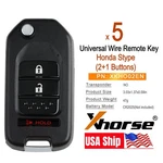 5X Xhorse Universal Wire Remote Key For Honda Style 2+1 Button XKHO02EN Vvdi. Fixed Price $38.95.