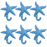 Set Of 6 Starfish Cast Wall Hooks Nautical Coastal Outdoor Blue Sea Deco.... Fixed Price $36.03.