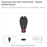 Mopar Oem Key Fob Remote Transmitter 56046706AE 2008-16 Chrysler Town & Country. Fixed Price $99.00.