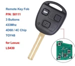 Remote Control Car Key Fob Buttons 433MHZ 4D68 / 4C Chip TOY48 For Lexus LS430. Fixed Price $50.19.